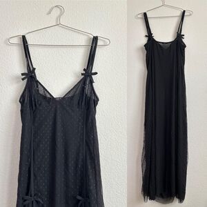 Vintage Women's Black Lace Nightgown Maxi Dress